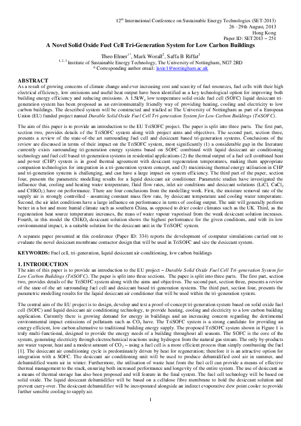 (PDF) A Novel Solid Oxide Fuel Cell TriGeneration System for Low