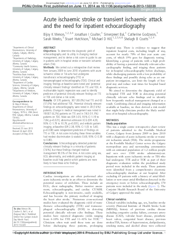 (PDF) Acute ischaemic stroke or transient ischaemic attack and the need ...
