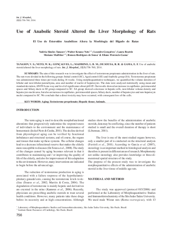 (PDF) Use of Anabolic Steroid Altered the Liver Morphology of Rats