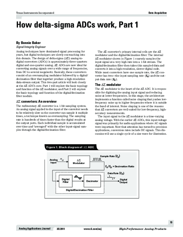 (PDF) How delta-sigma ADCs work, Part 1