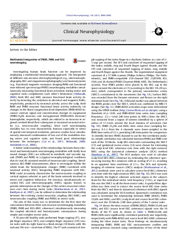 (PDF) Multimodal integration of fNIRS, fMRI and EEG neuroimaging