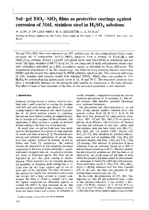 (PDF) Sol-gel TiO2-SiO2 films as protective coatings against corrosion ...