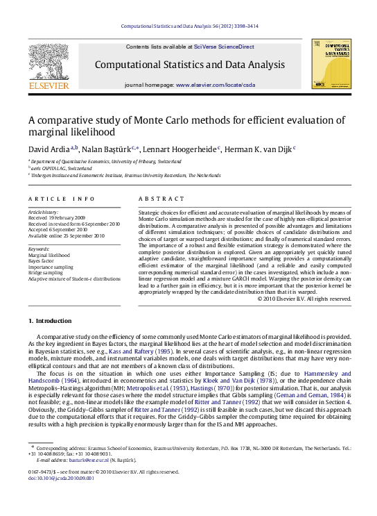 (PDF) A comparative study of Monte Carlo methods for efficient ...