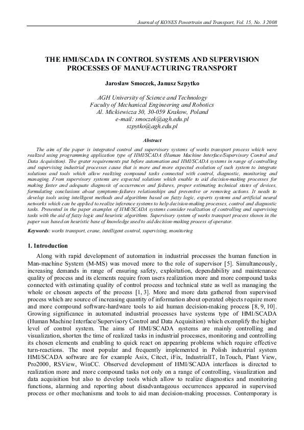(PDF) THE HMI/SCADA IN CONTROL SYSTEMS AND SUPERVISION PROCESSES OF ...