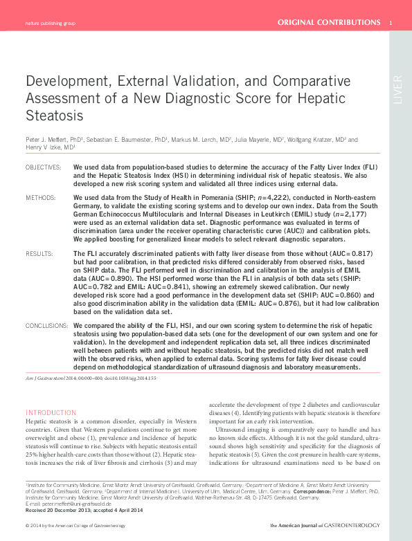 (PDF) Development, external validation, and comparative assessment of a ...