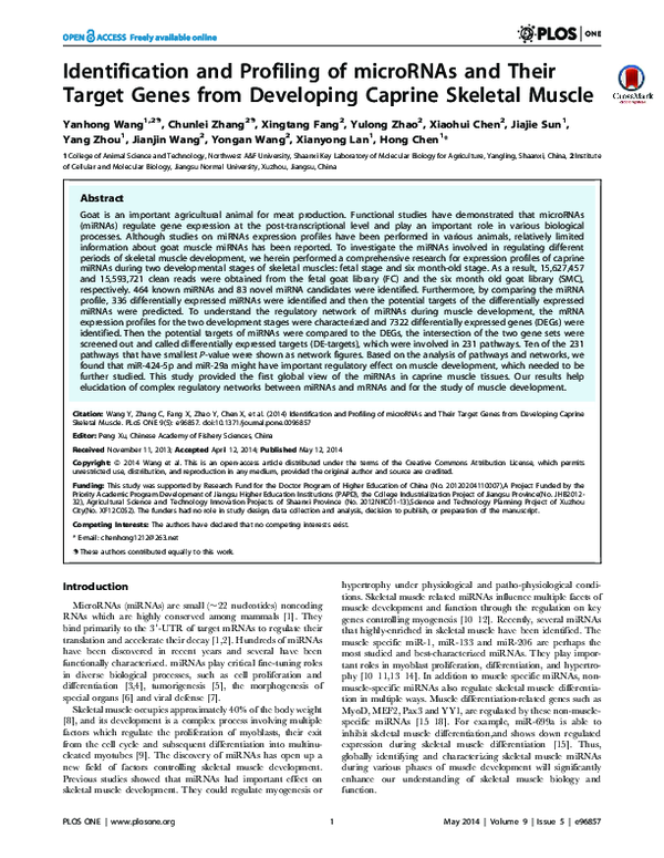 (PDF) Identification and Profiling of microRNAs and Their Target Genes ...