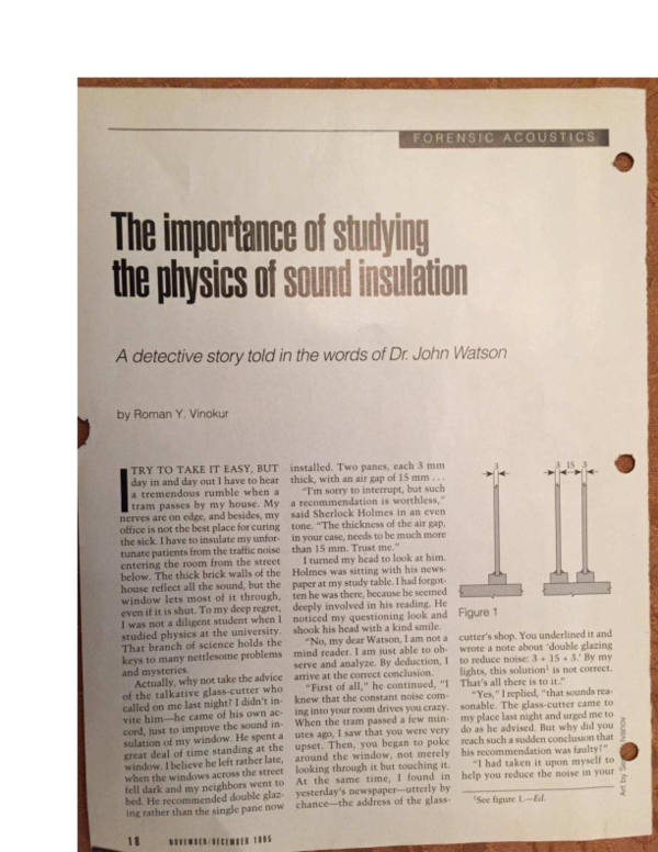 (PDF) The importance of studying the physics of sound insulation