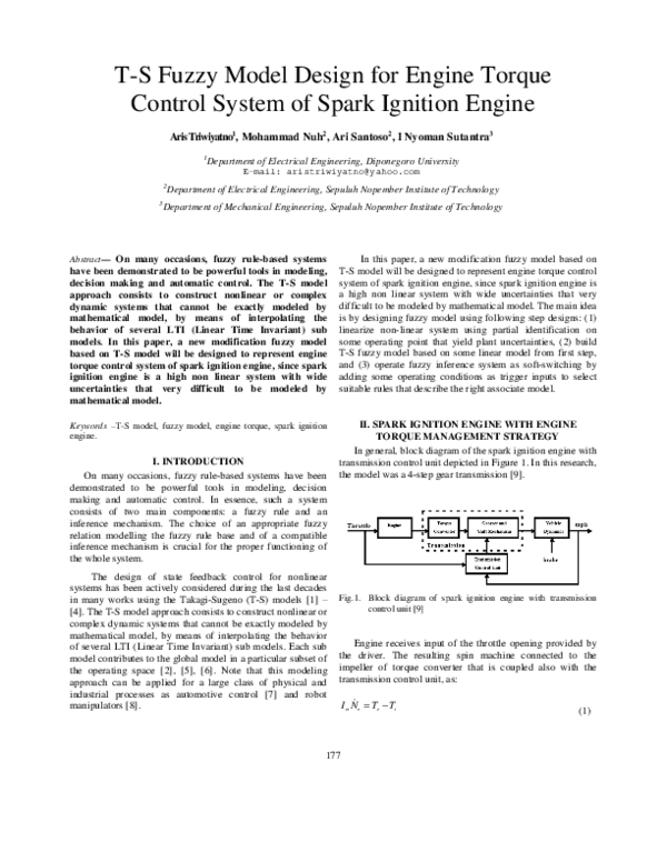 (PDF) T-S Fuzzy Model Design for Engine Torque Control System of Spark ...