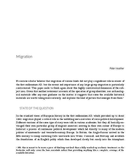 Peter Heather, Migration - Networks and Neighbours 3.1 (2015), 1-21