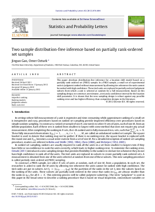 (PDF) Two sample distribution-free inference based on partially rank ...