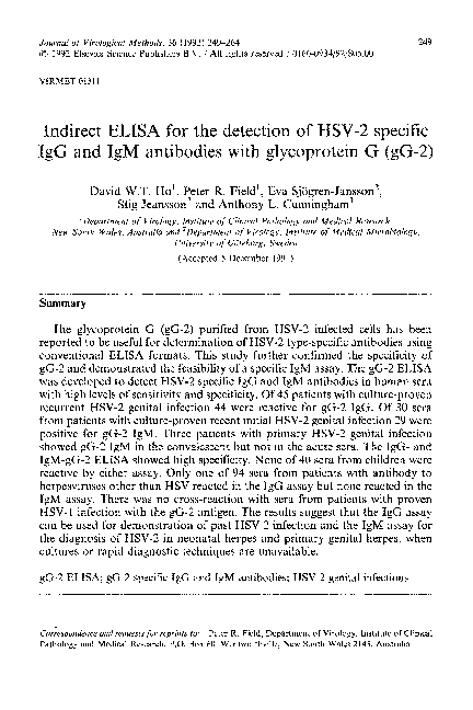 (PDF) Indirect ELISA for the detection of HSV-2 specific IgG and IgM ...