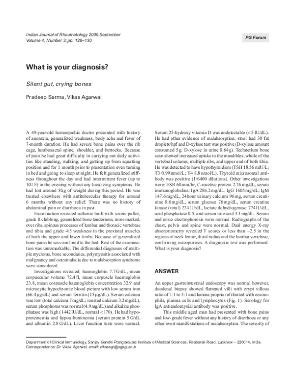 (PDF) What is your diagnosis? Silent gut, crying bones