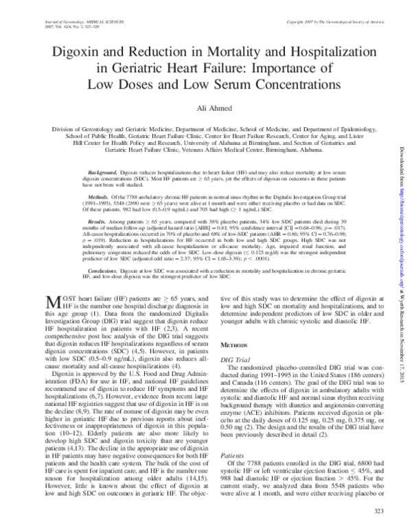 (PDF) Digoxin and reduction in mortality and hospitalization in heart ...