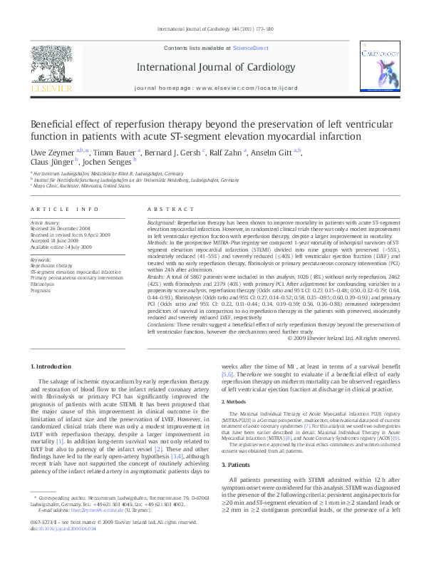 (PDF) Beneficial effect of reperfusion therapy beyond the preservation ...