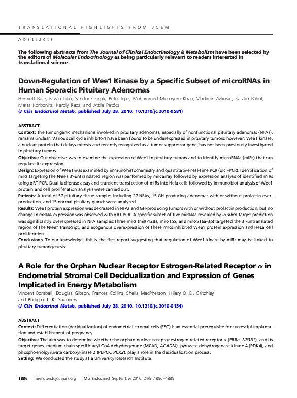 (PDF) Down-Regulation of Wee1 Kinase by a Specific Subset of microRNA ...
