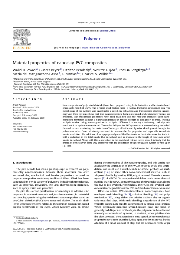 (PDF) Material properties of nanoclay PVC composites G. Beyer