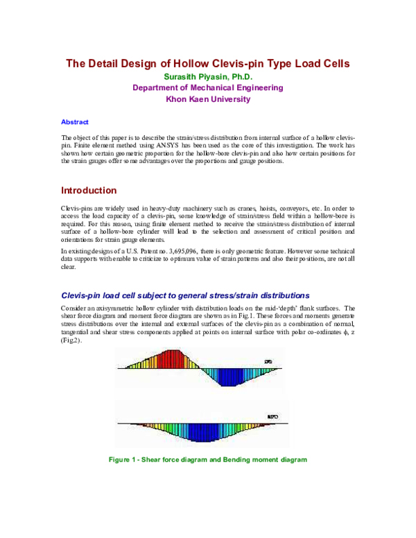 (PDF) The Detail Design of Hollow Clevis-pin Type Load Cells