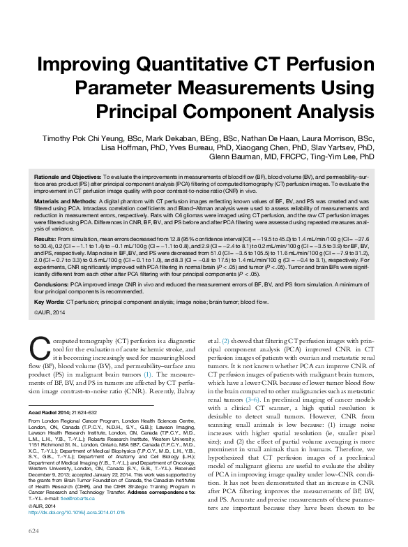 (PDF) Improving Quantitative CT Perfusion Parameter Measurements Using ...