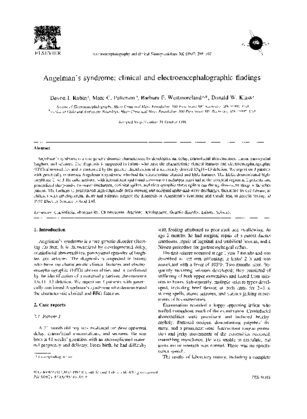(PDF) Angelman's syndrome: clinical and electroencephalographic findings