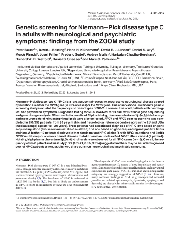 (PDF) screening for NiemannPick disease type C in adults with