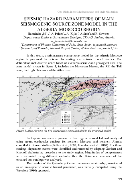 (PDF) Seismic hazard parameters of main seismogenic source zone model ...