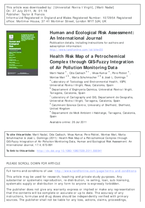 (PDF) Health Risk Map of a Petrochemical Complex through GIS-Fuzzy ...