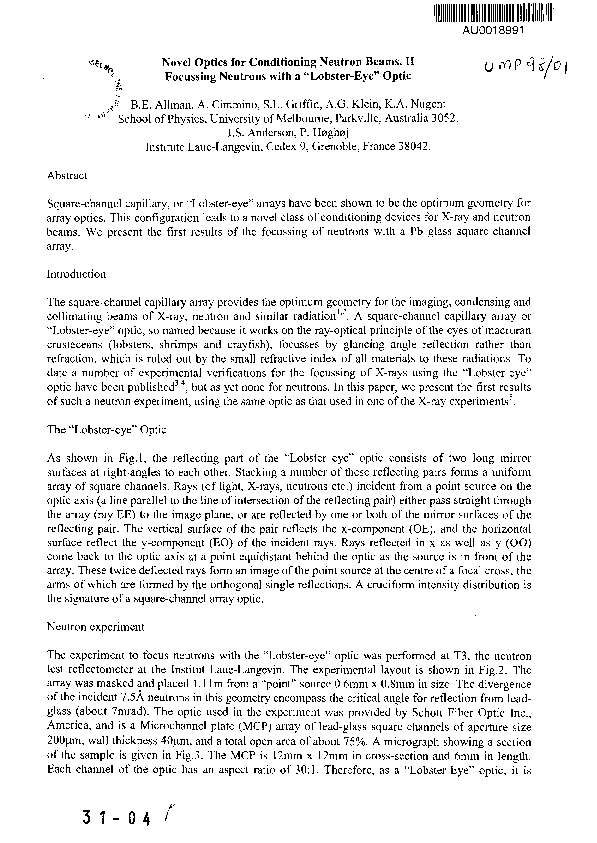 (PDF) Novel optics for conditioning neutron beams II Focusing neutrons