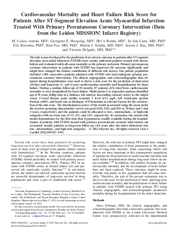 (PDF) Cardiovascular Mortality and Heart Failure Risk Score for ...