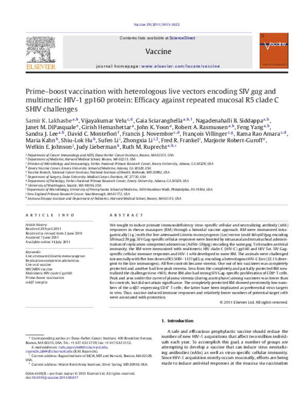 (PDF) Prime-boost vaccination with heterologous live vectors encoding ...