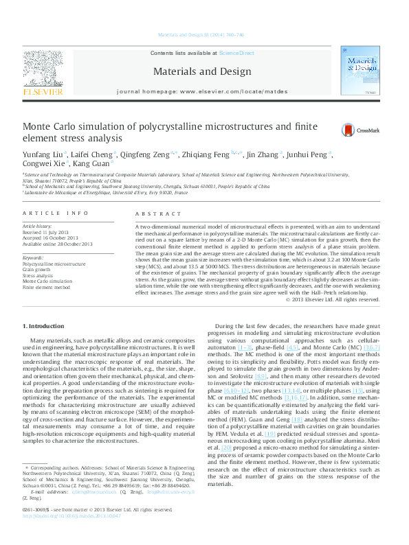 (PDF) Monte Carlo simulation of polycrystalline microstructures and ...