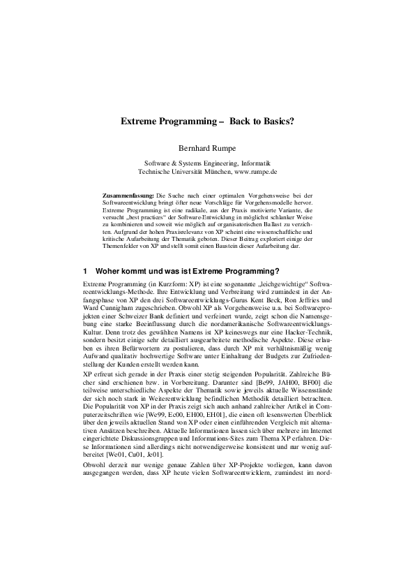 (PDF) Extreme Programming - Back to Basics?