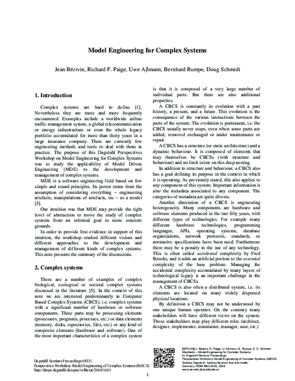 (PDF) Manifesto - Model Engineering for Complex Systems