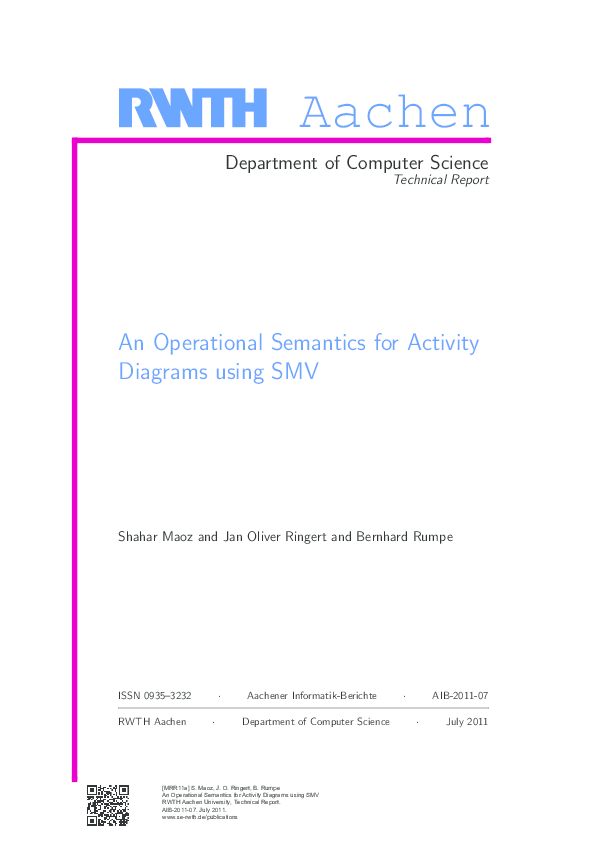 (PDF) An Operational Semantics for Activity Diagrams using SMV