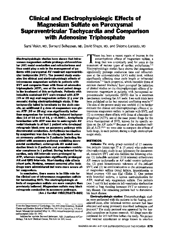 (PDF) Clinical and electrophysiologic effects of magnesium sulfate on