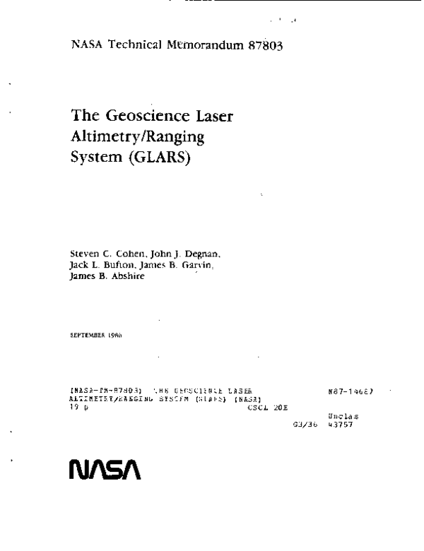 (PDF) The Geoscience Laser Altimetry/Ranging System