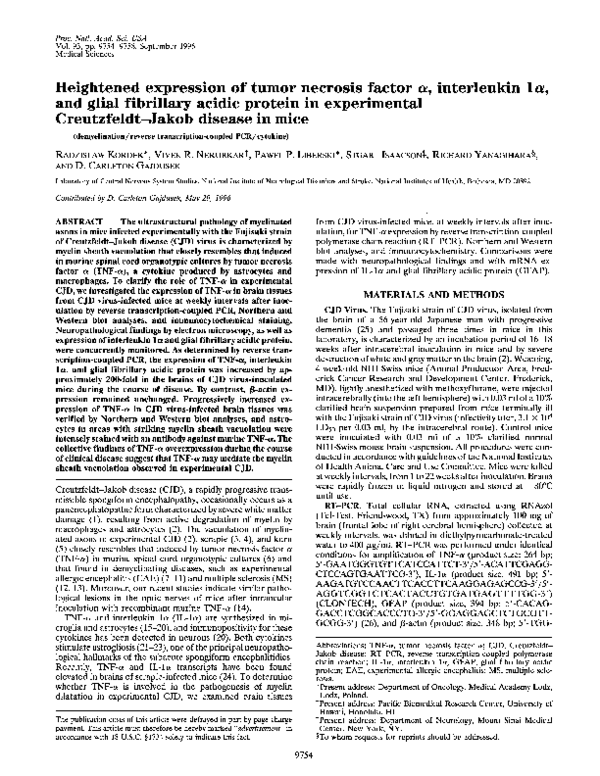 (PDF) Heightened expression of tumor necrosis factor alpha, interleukin ...