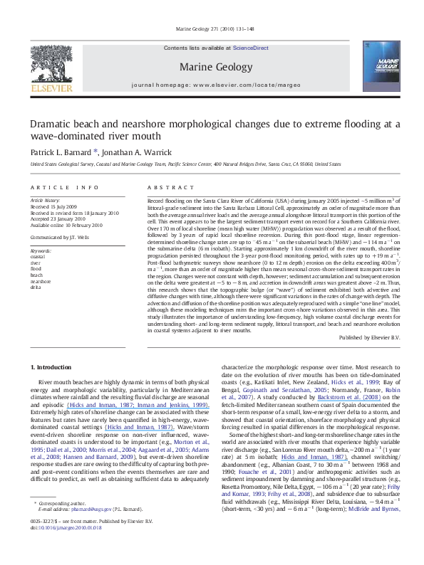 (PDF) Dramatic beach and nearshore morphological changes due to extreme ...