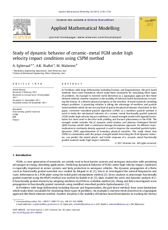 (PDF) Study of dynamic behavior of ceramic–metal FGM under high ...