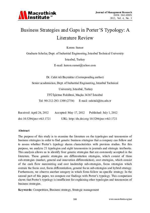 Essay on porters typology image