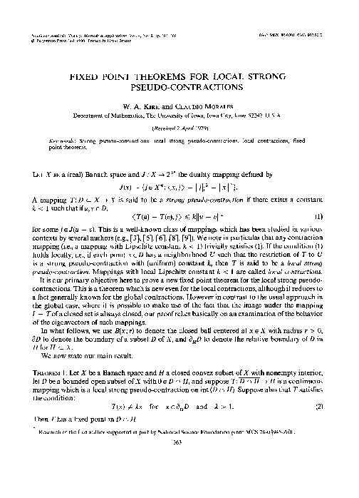 (PDF) Fixed point theorems for local strong pseudo-contractions