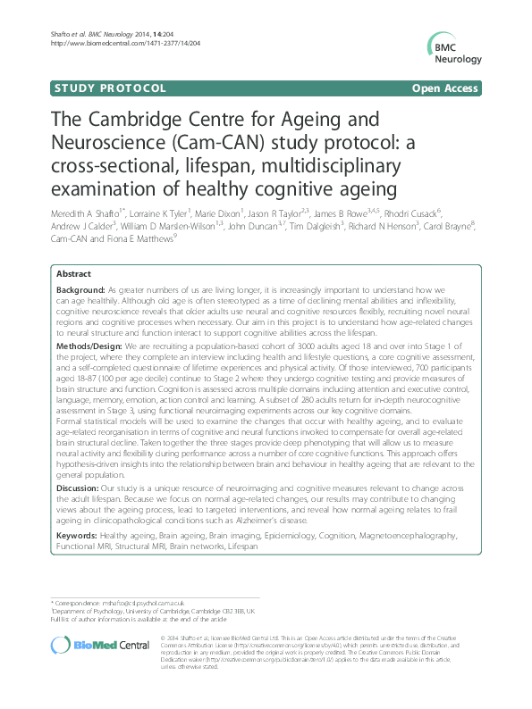 (PDF) The Cambridge Centre for Ageing and Neuroscience (Cam-CAN) study ...