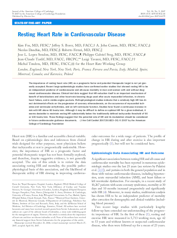 (PDF) Resting Heart Rate in Cardiovascular Disease