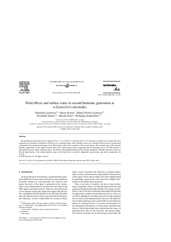 (PDF) Field effects and surface states in second harmonic generation at