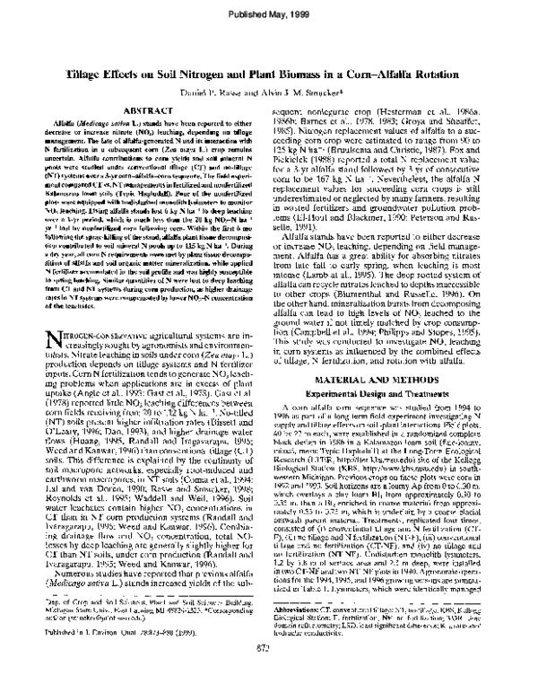 (PDF) Tillage Effects on Soil Nitrogen and Plant Biomass in a Corn ...