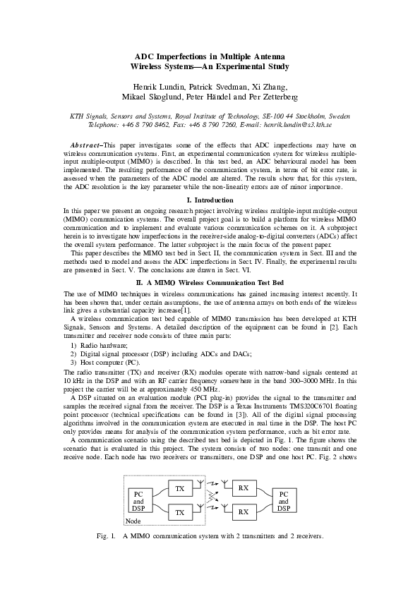 (PDF) ADC imperfections in multiple antenna wireless systems—an