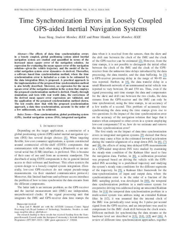 (PDF) Time Synchronization Errors in Loosely Coupled GPS-Aided Inertial ...