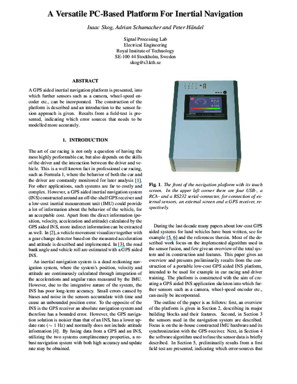 (PDF) A versatile PC-based platform for inertial navigation