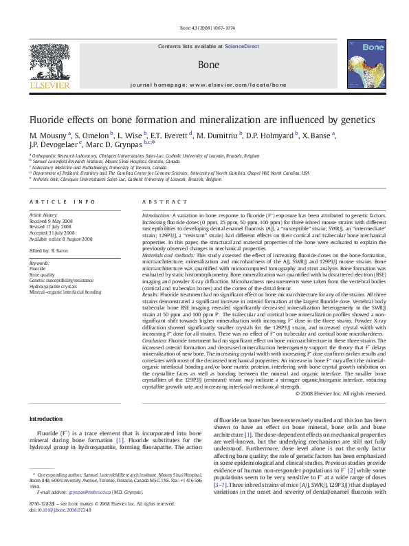 (PDF) Fluoride effects on bone formation and mineralization are ...