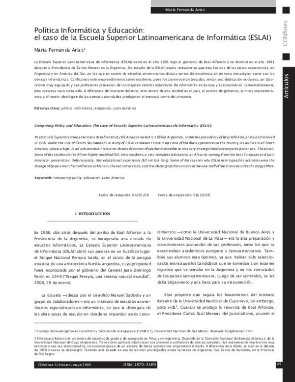 (PDF) Política Informática y Educación el caso de la Escuela Superior