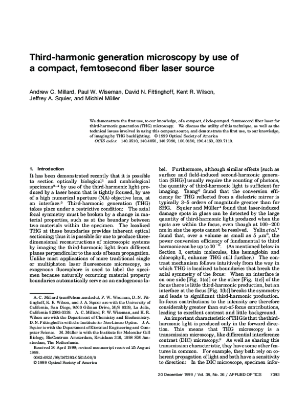 (PDF) Third-Harmonic Generation Microscopy by Use of a Compact ...